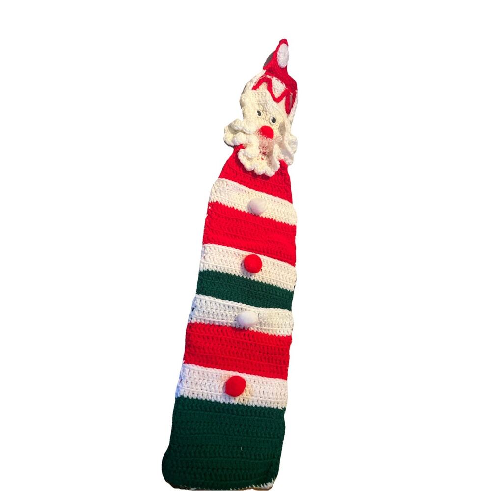Vintage Crocheted/Knitted Santa Hanging Card Holder Pockets